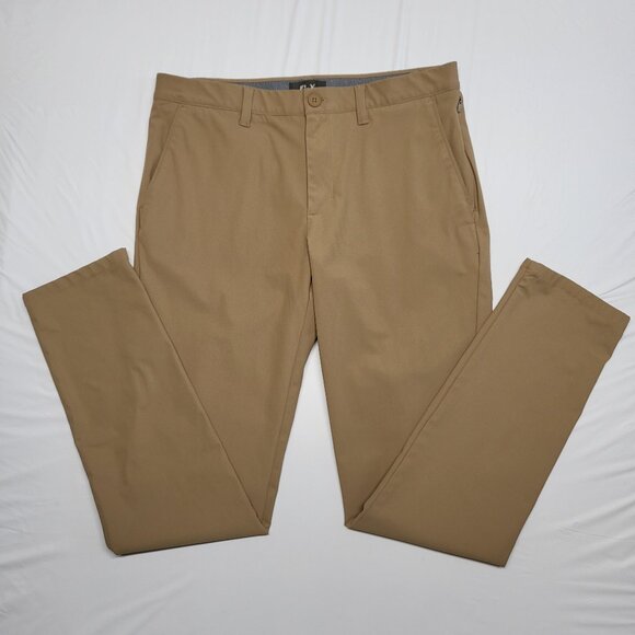 FLX Pants Mens 34x34 (Fit 35 X 34 ) Comfort Waist Chino Slim Fit Athleisure Tan - Picture 1 of 15